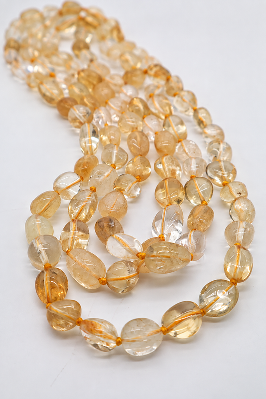 collana lunga 120 cm, citrino naturale, 