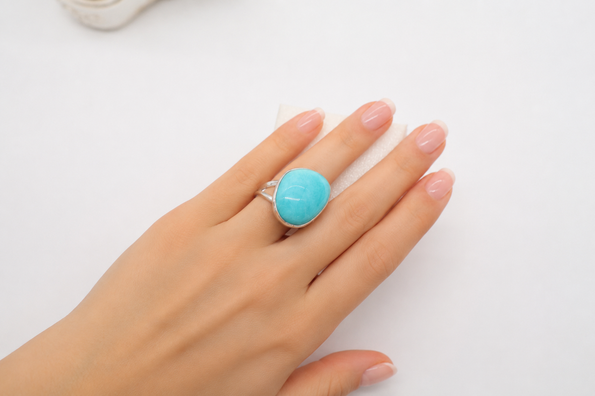 Anello in Argento 925 con Amazzonite Naturale – Misura Regolabile