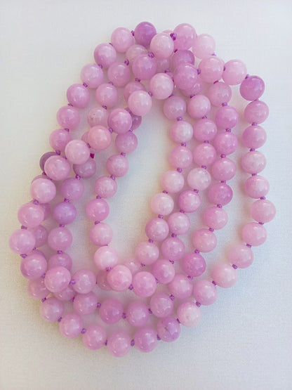 Collana Lunga in Giada Rosa Orchidea Naturale 120 cm – Pietre  10 mm