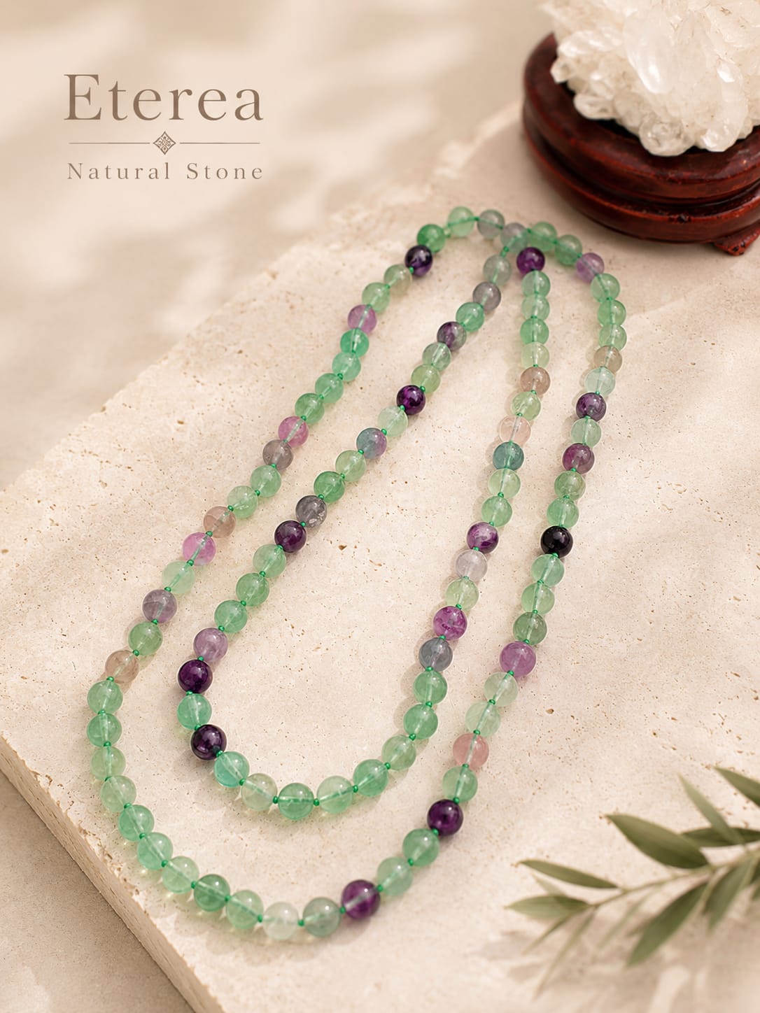 Collana Lunga Fluorite Verde e Viola 120 cm – Pietre Naturali