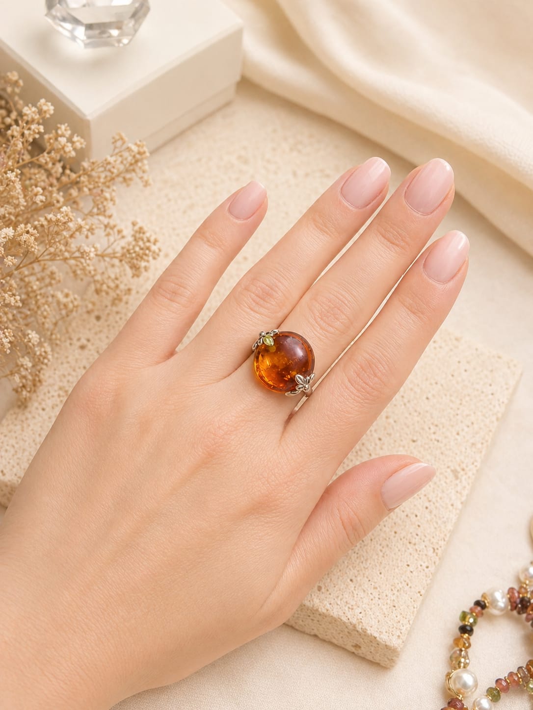 Anello in Argento 925 con Ambra Baltica Naturale