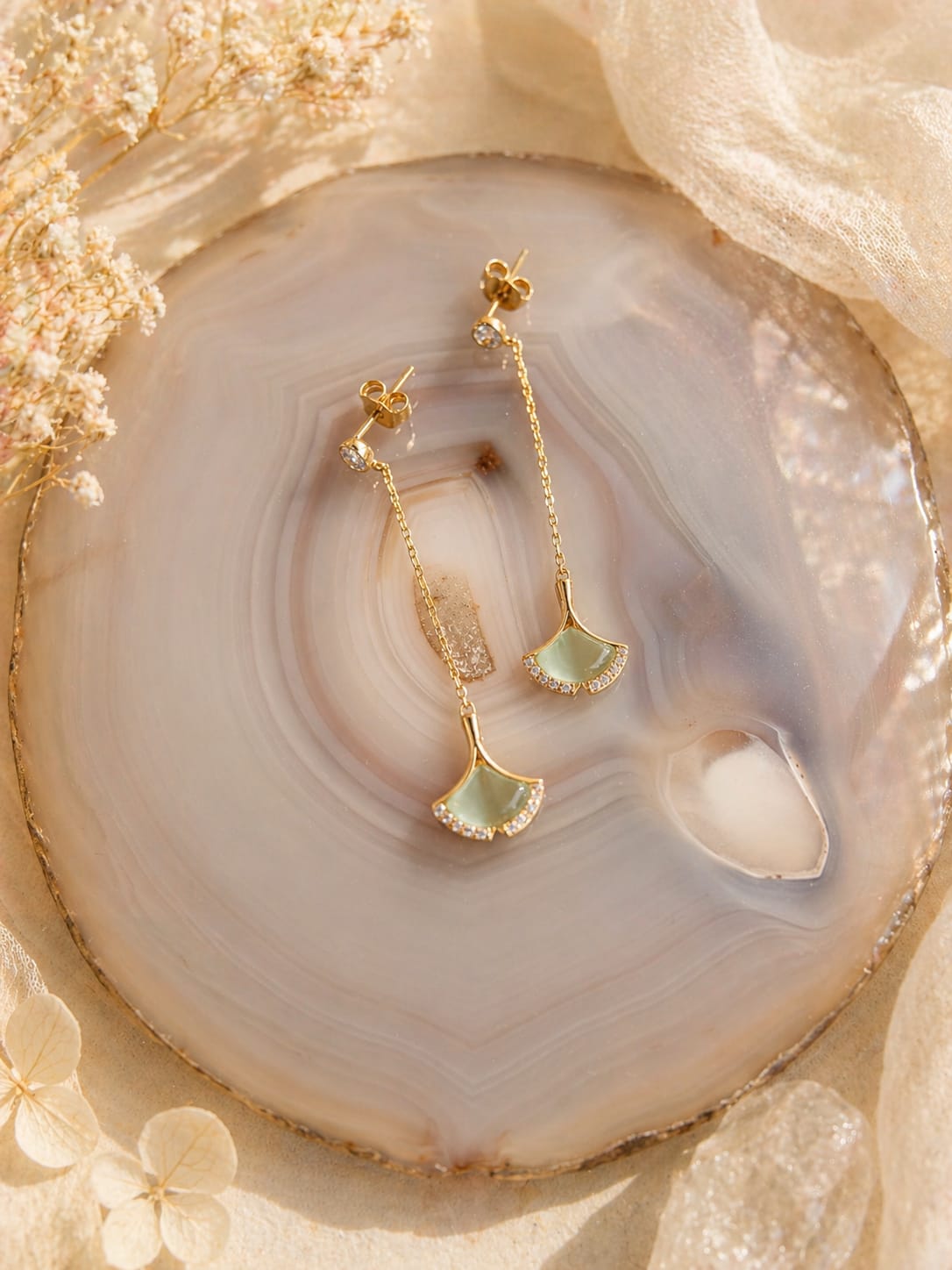 Orecchini Pendenti in Argento 925 Placcato Oro con Cristalli