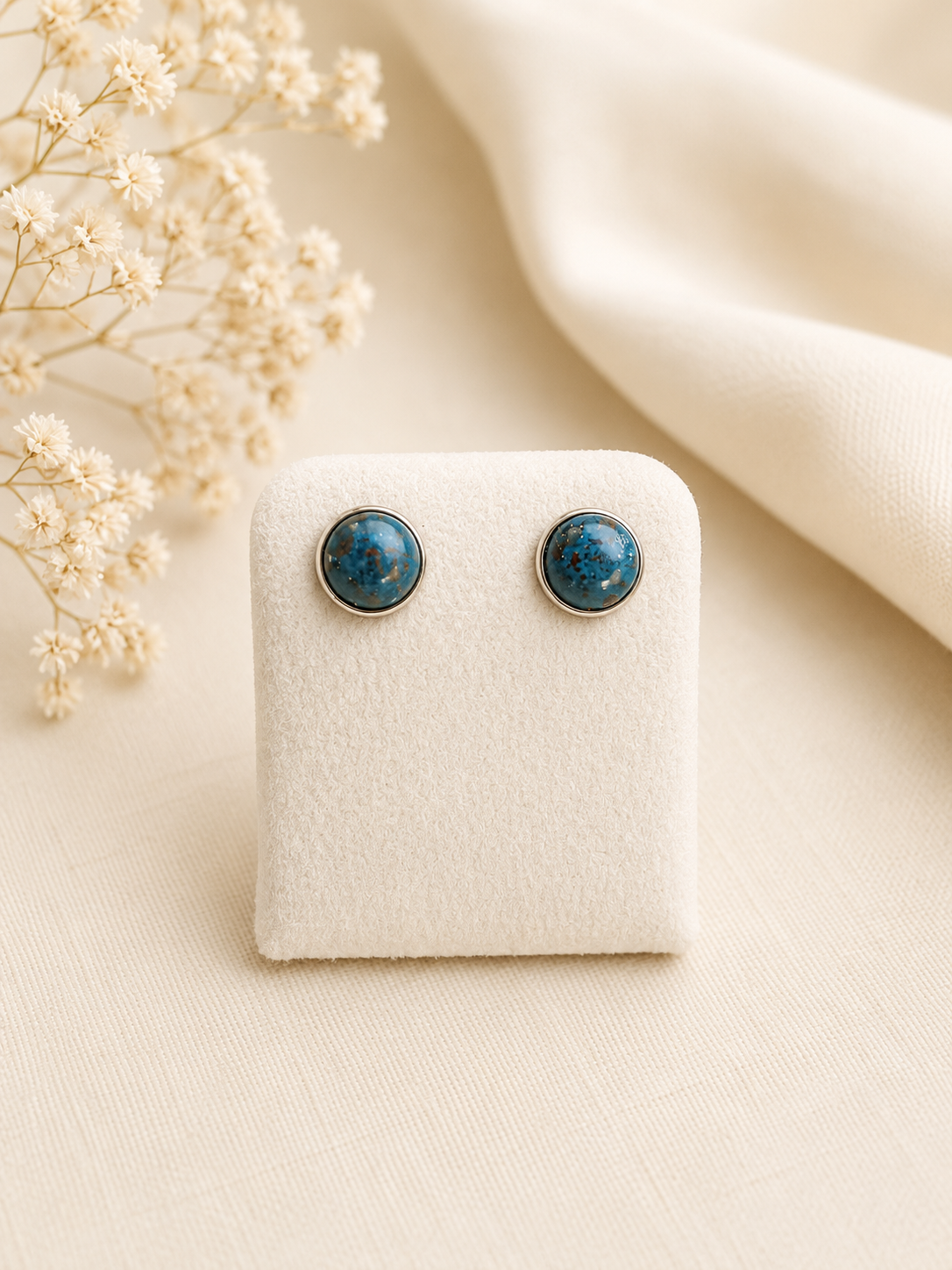 Orecchini Biricchini in Argento 925 con Apatite Naturale 8 mm