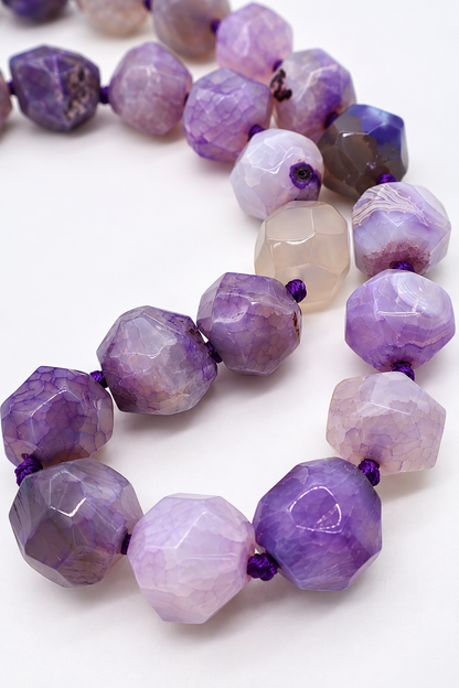 Collana Girocollo in Agata Viola Naturale – 55 cm | Eterea Natural Stone