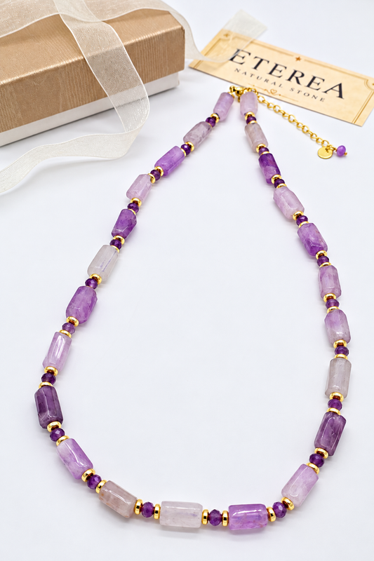 Collana girocollo Serena in Ametista Lavanda naturale 45 cm – Eterea Natural Stone