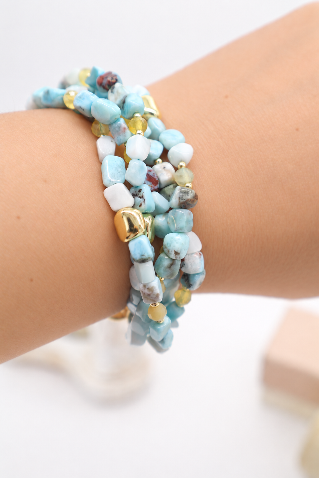 Bracciale Larimar e Opale – Multifilo a 5 Fili