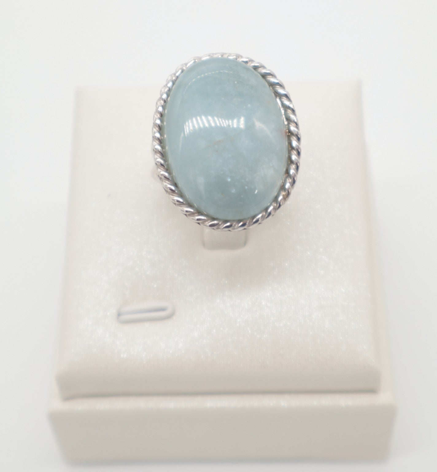 Anello Acquamarina naturale in Argento 925 rodiato regolabile | Eterea Natural Stone