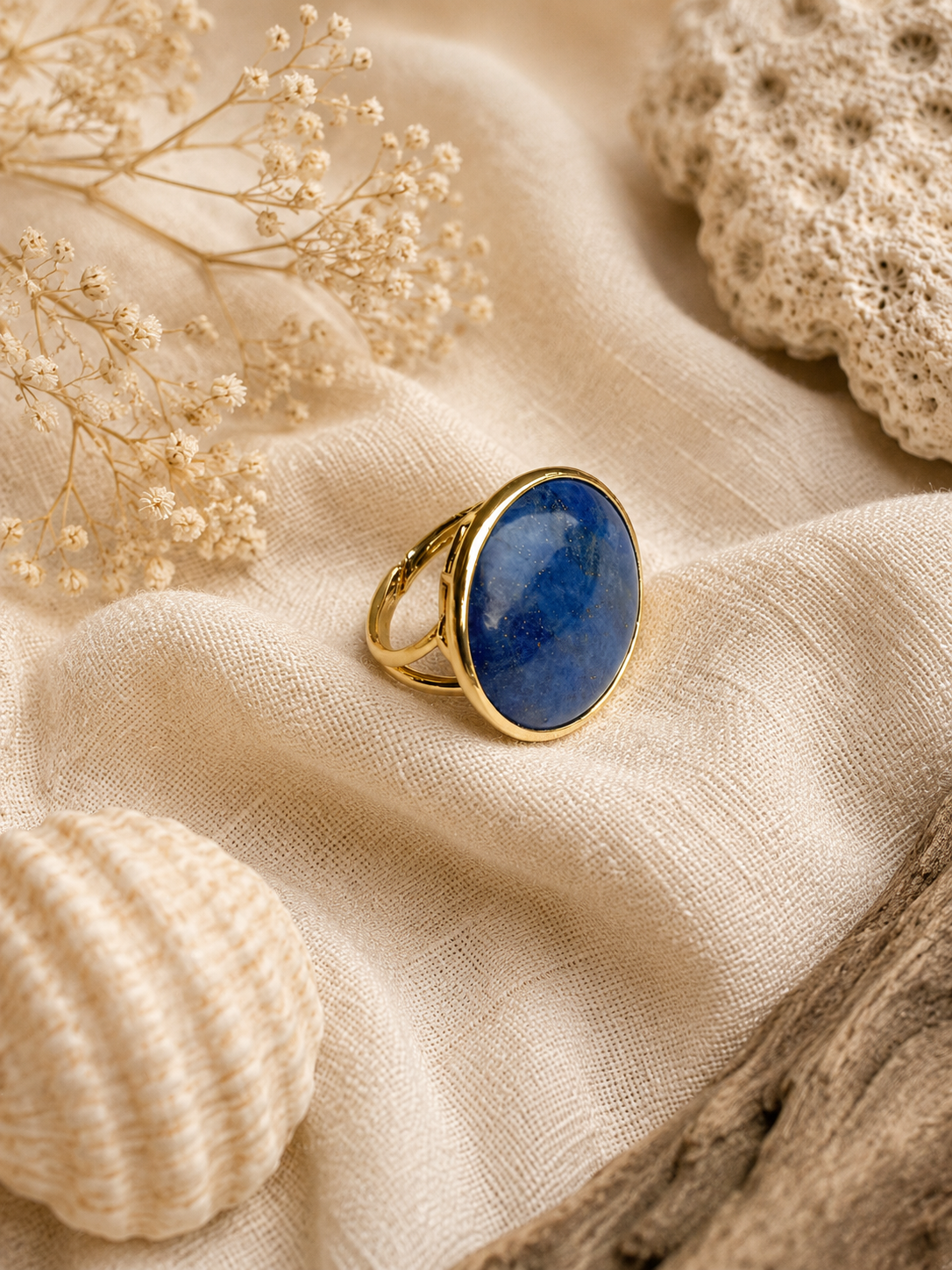 Anello Regolabile Rotondo in Lapislazzuli  Eterea Natural Stone