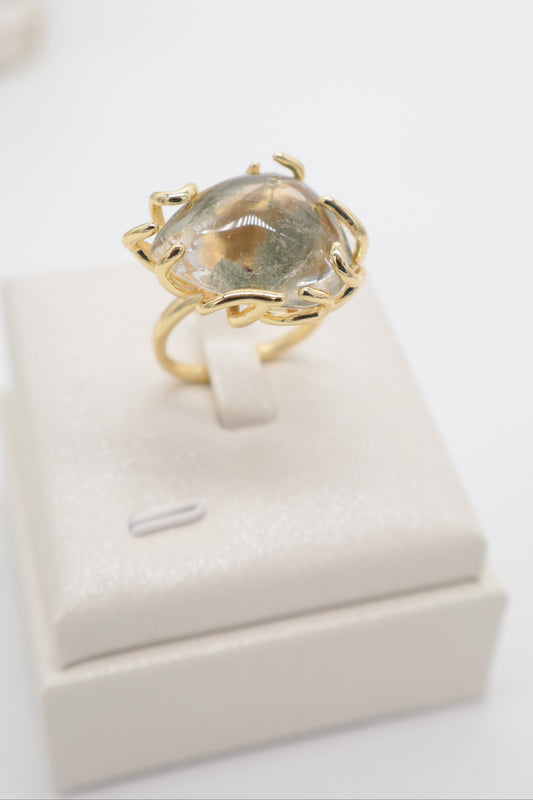 Anello Regolabile in Quarzo Giardino