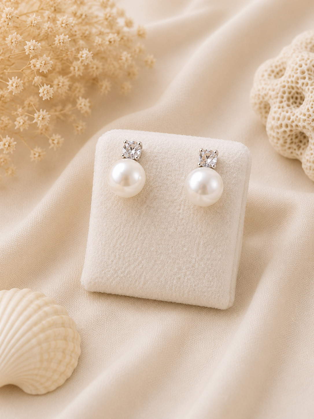 Biricchini in Perla Naturale 8 mm e Cubic Zirconia | Argento 925 Eterea Natural Stone