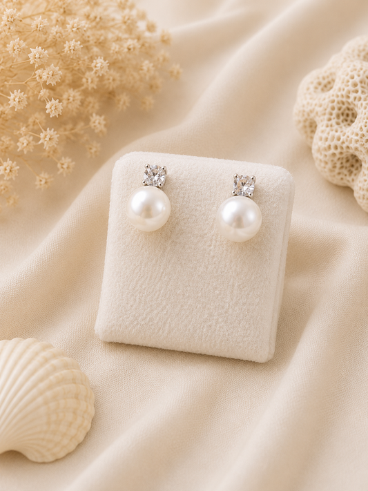 Biricchini in Perla Naturale 8 mm e Cubic Zirconia | Argento 925 Eterea Natural Stone