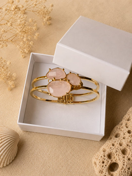 Bracciale Rigido con Quarzo Rosa Naturale | Eterea Natural Stone