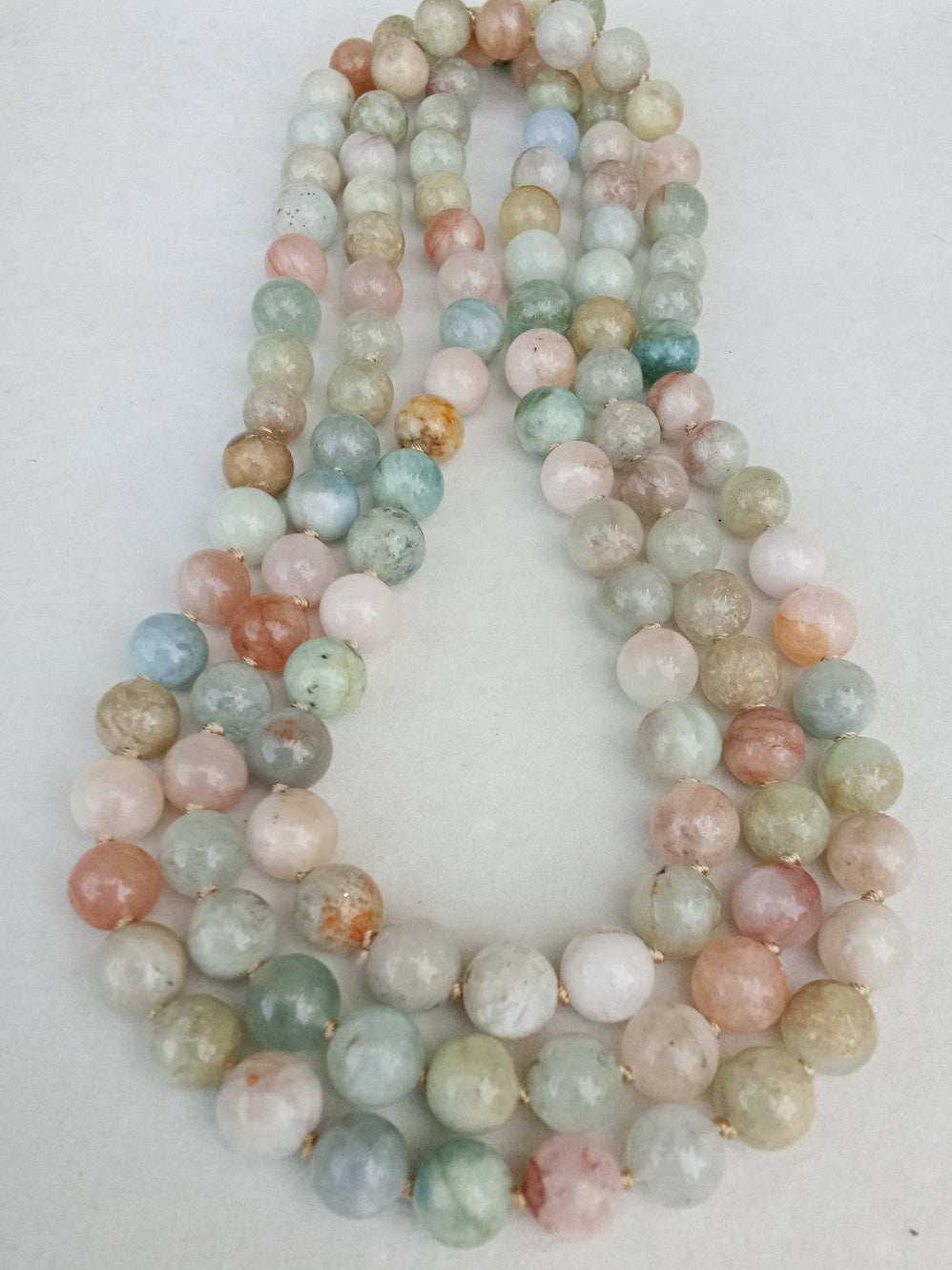 Collana 120 cm Acquamarina Berillo Morganite Naturale 10 mm | Eterea Natural Stone
