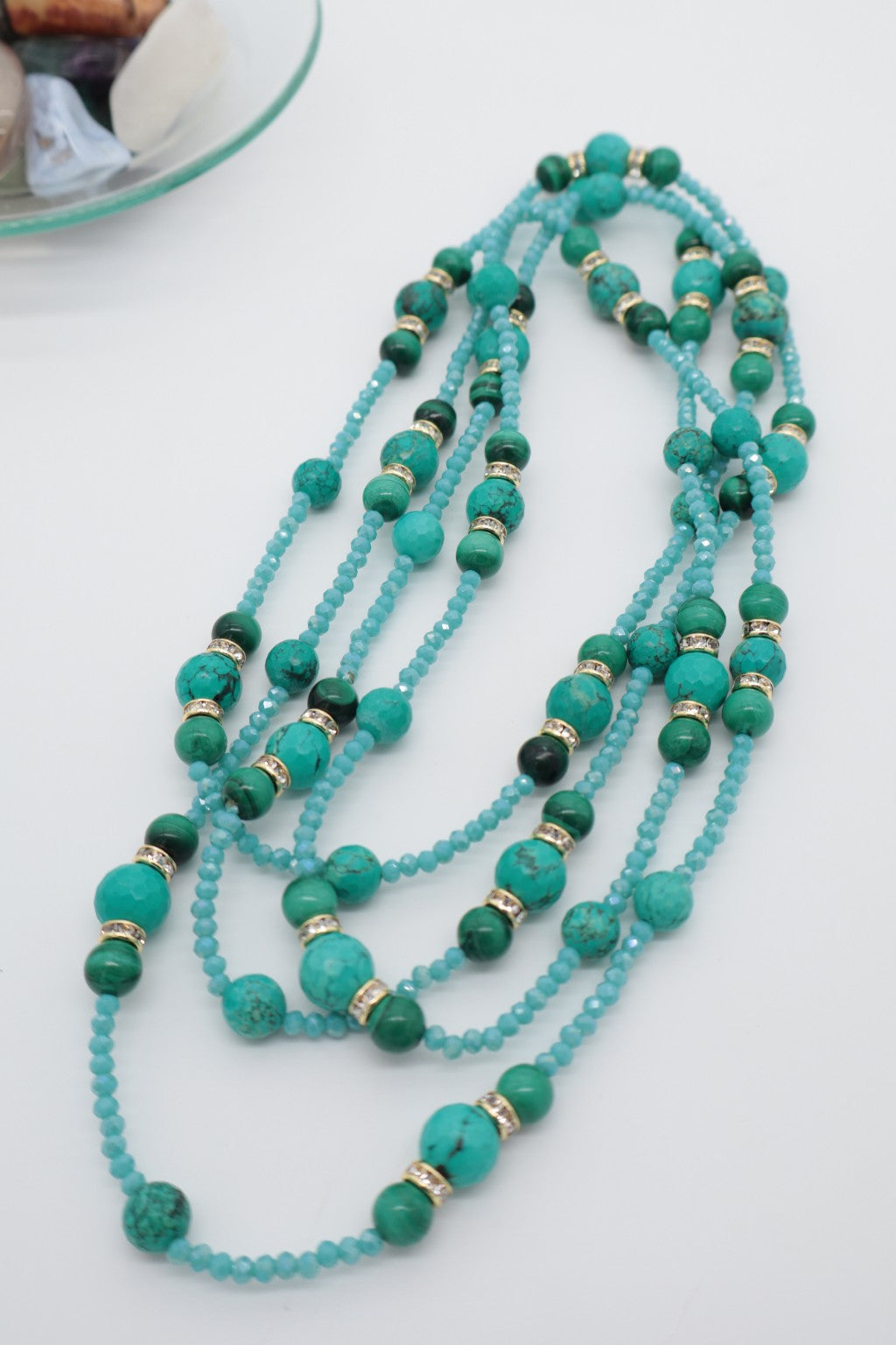 Collana 160 cm Turchese Stabilizzato e Malachite | Eterea