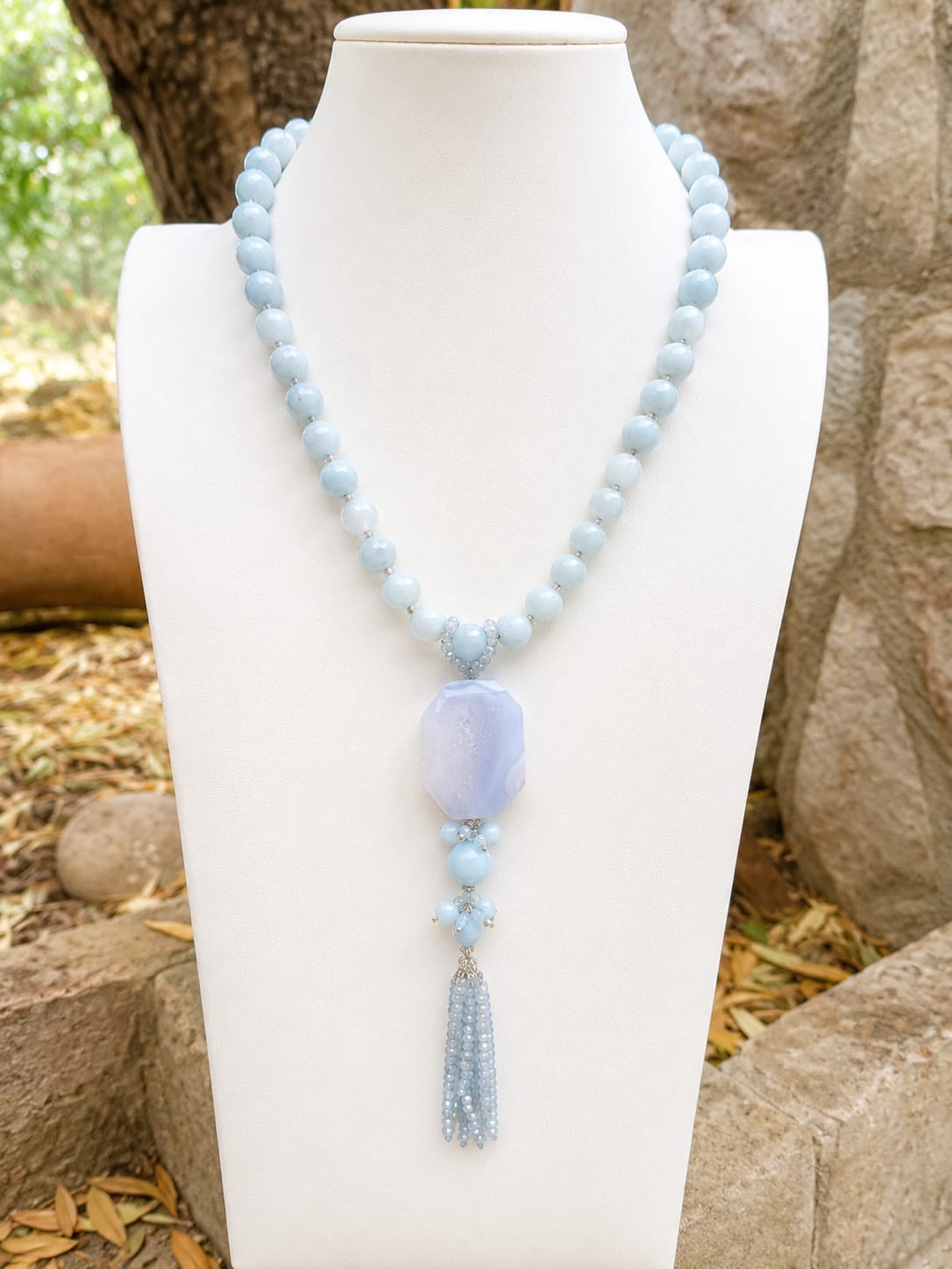 Collana Girocollo in Cianite Celeste e Agata Celeste Eterea Natural Stone
