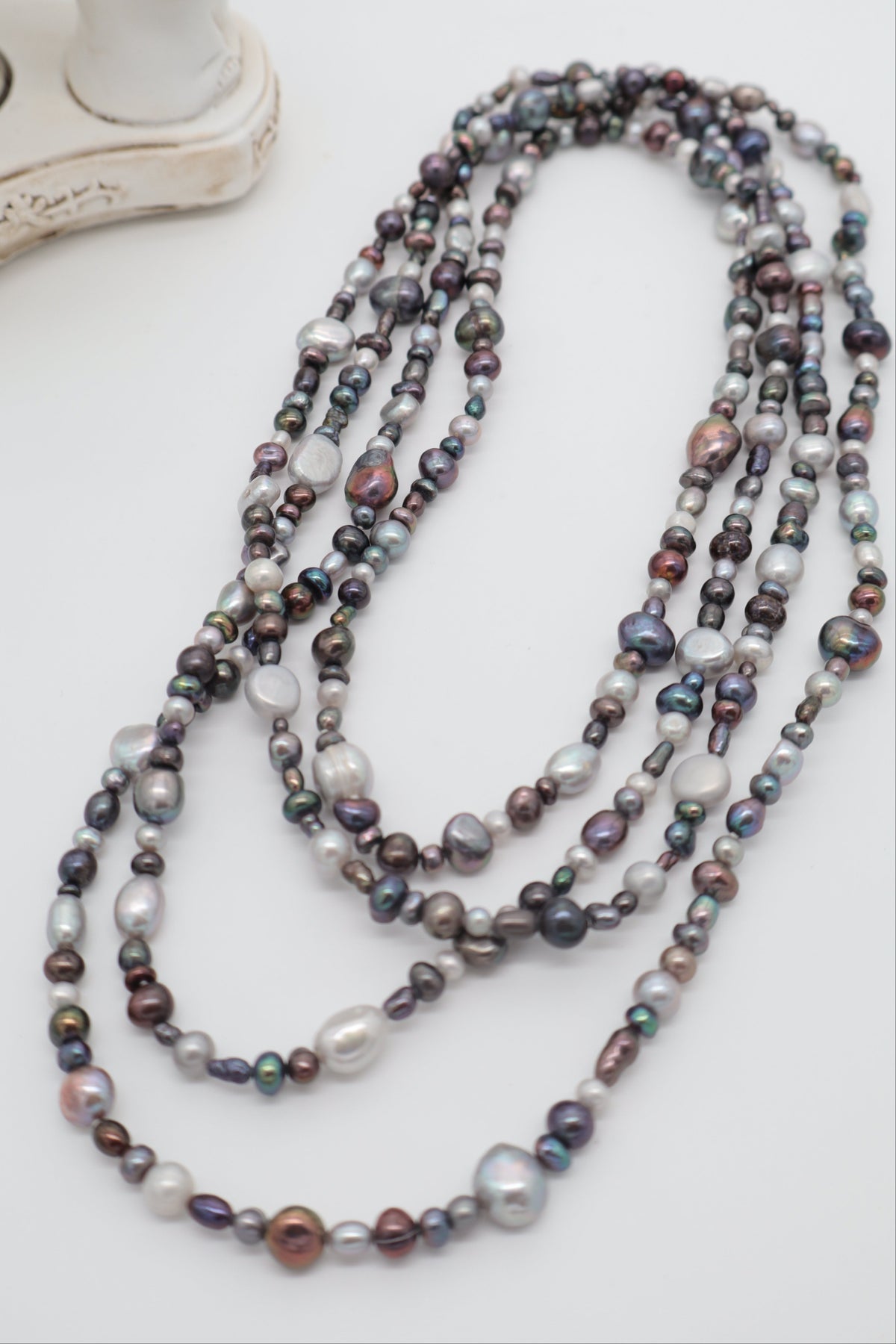 Collana Lunga 160 cm in Perle di Fiume Multicolore 