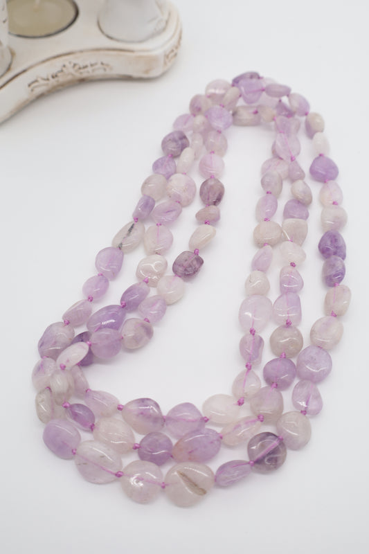 Collana Lunga Ametista Lavanda Naturale 120 cm