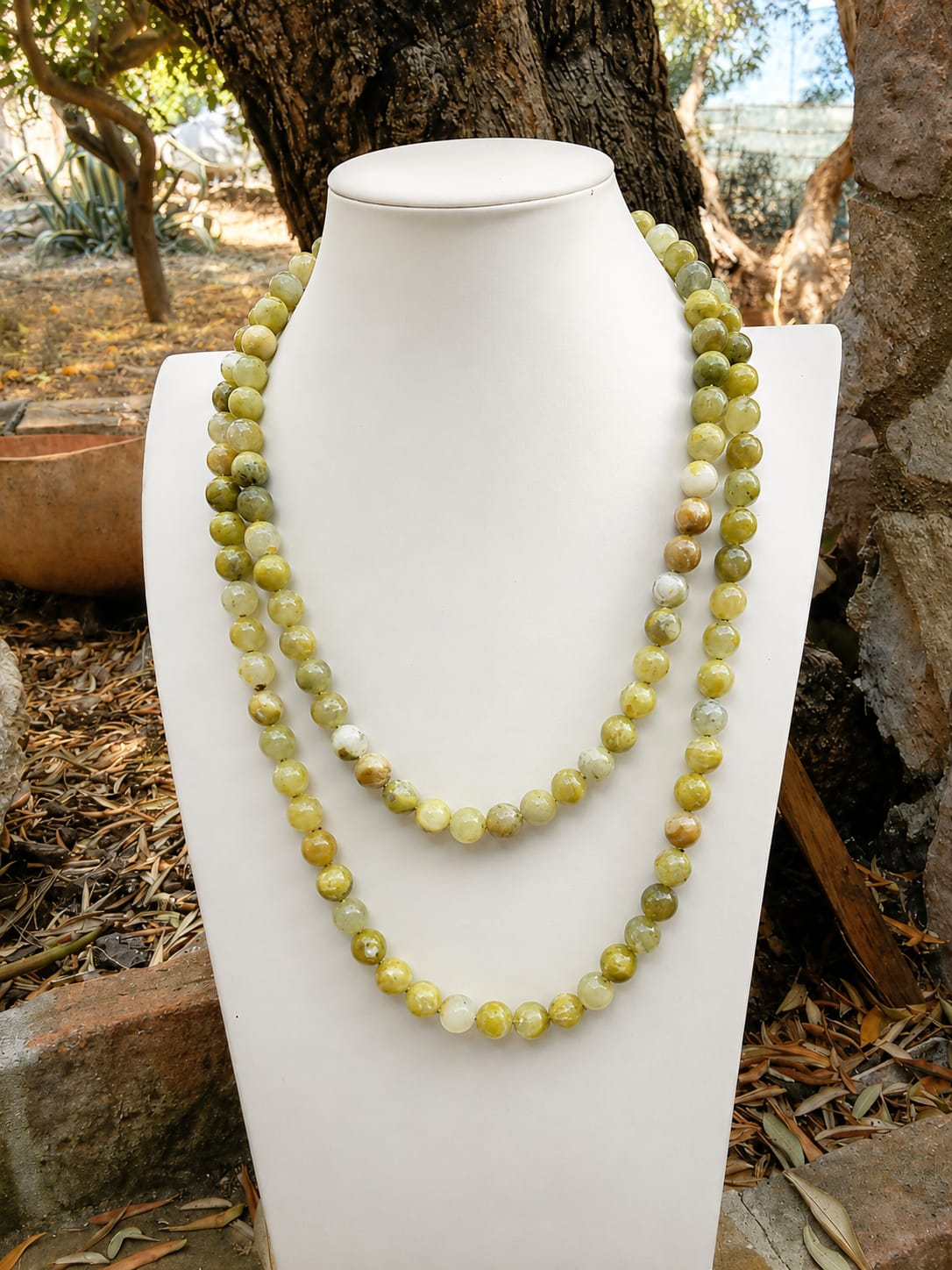 Collana Lunga Annodata in Quarzo Lemon Mediterraneo 120 cm Eterea Natural Stone