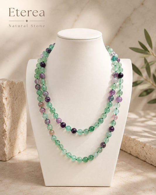 Collana Lunga Fluorite Verde e Viola  | Eterea Natural Stone