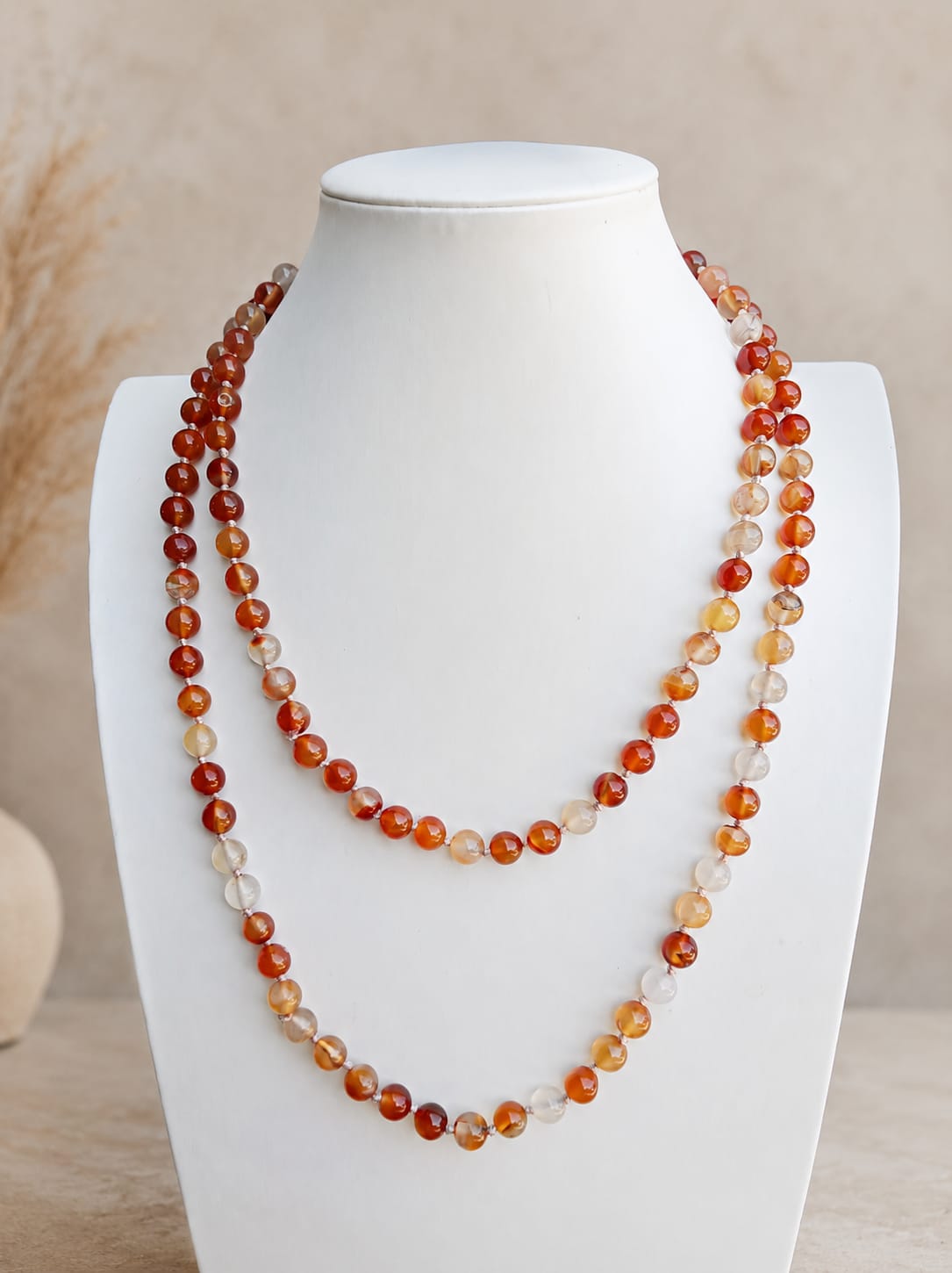 Collana Lunga in Corniola Multicolor Naturale –Eterea Natural Stone