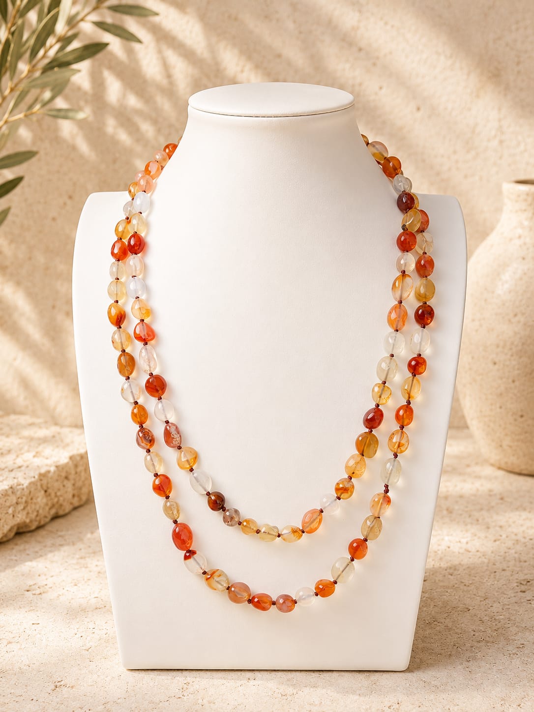 Collana Lunga in Corniola Multicolor Naturale 120 cm Eterea Natural Stone