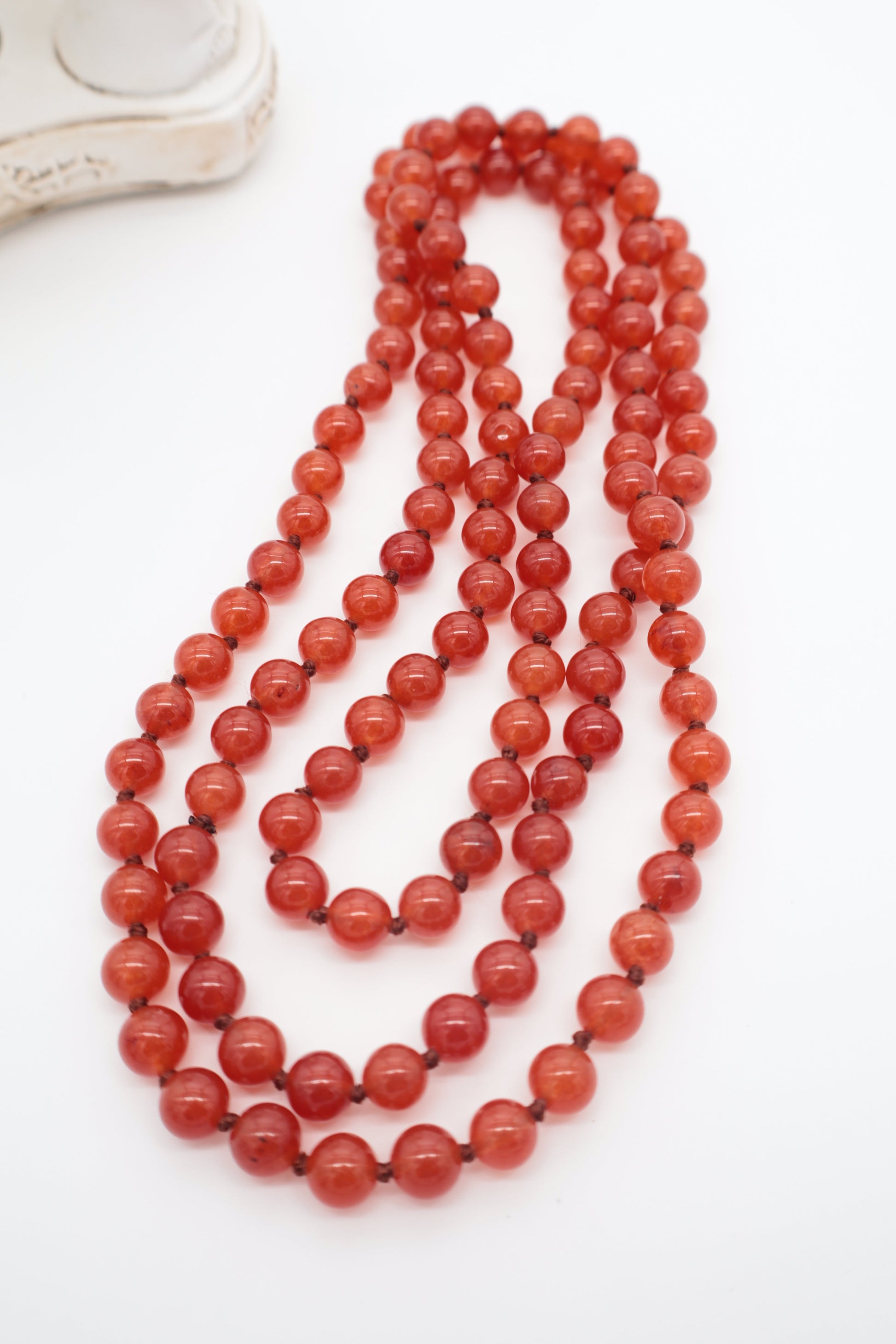 Collana Lunga in Corniola Rossa Naturale – 120 cm