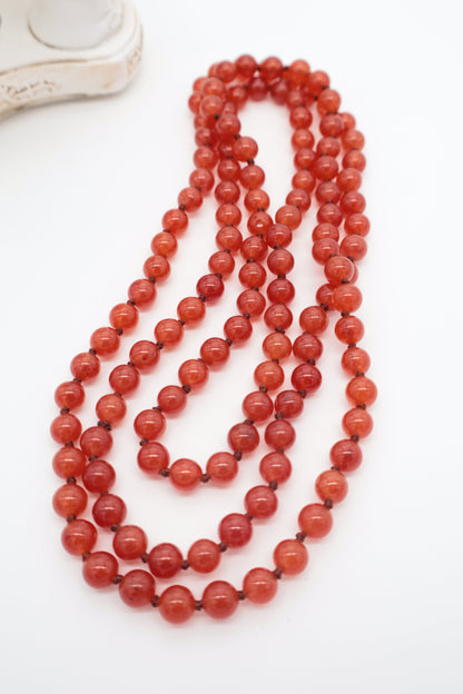 Collana Lunga in Corniola Rossa Naturale – 120 cm