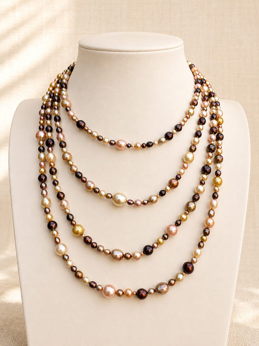 Collana Lunga in Perle di Fiume Multicolore – 180 cm Eterea Natural Sotne
