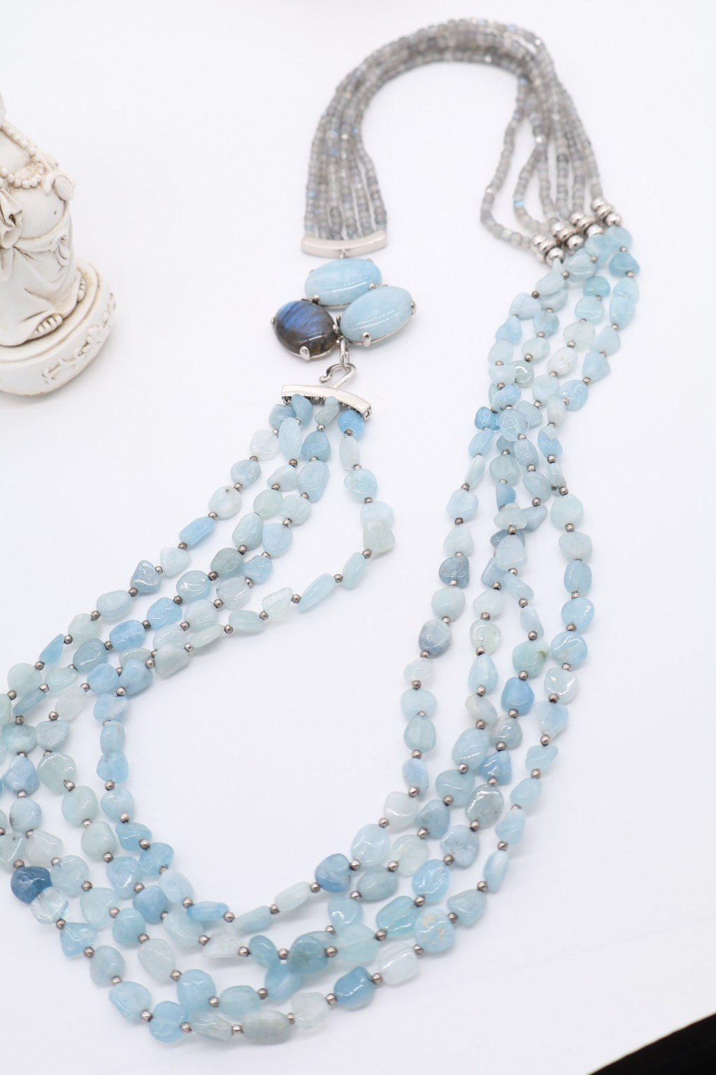 Collana importante in acquamarina e labradorite Eterea Natural Stone