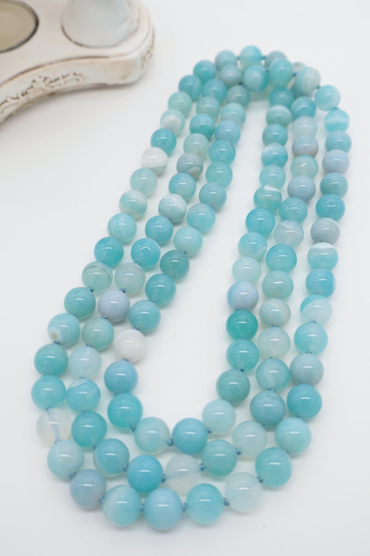 Collana lunga 120 cm in agata Brasiliana celeste 