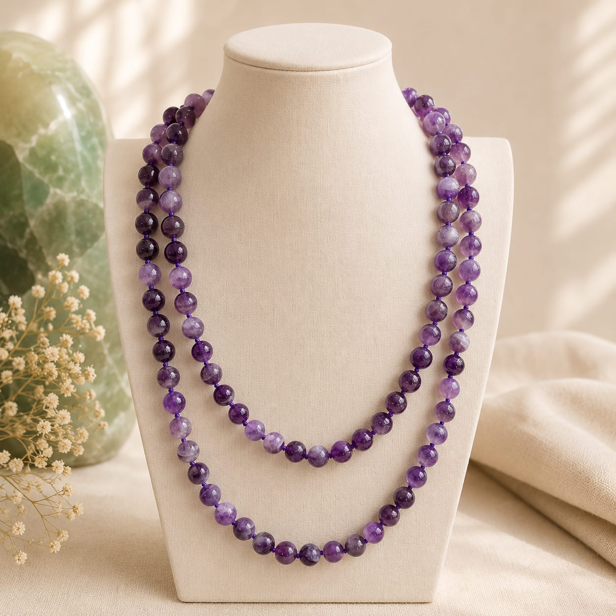 Collana lunga 120 cm in ametista chevron Eterea Natural Stone.