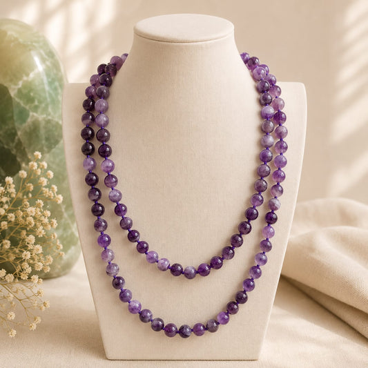 Collana lunga 120 cm in ametista chevron Eterea Natural Stone.