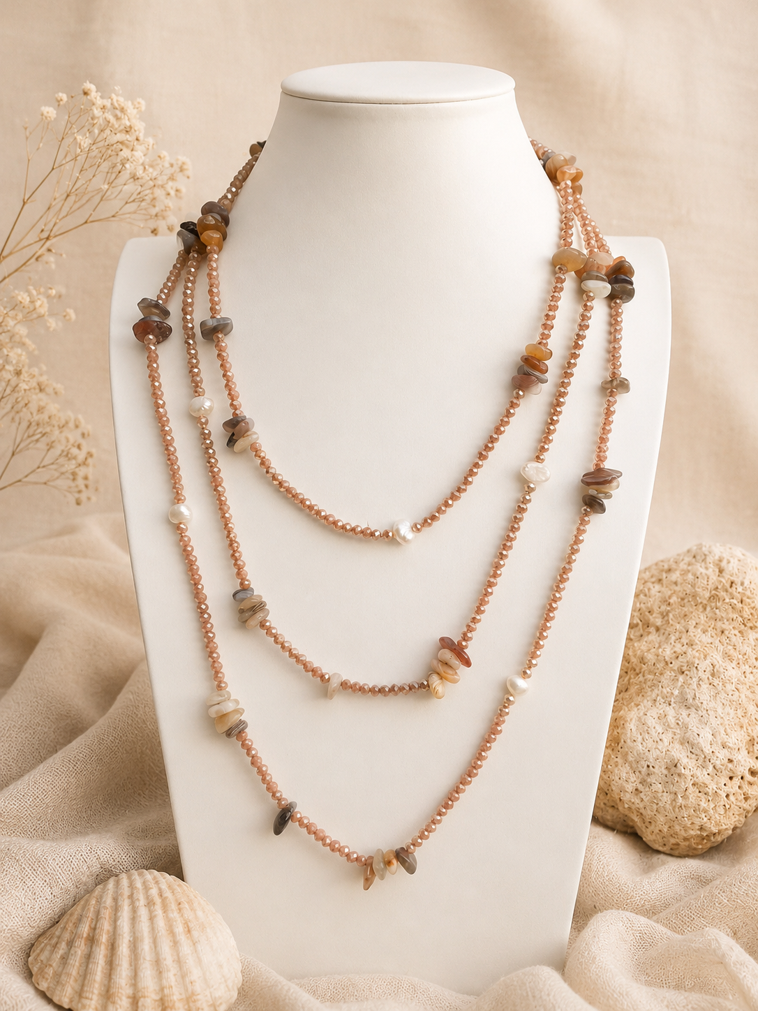 Collana lunga 160 cm in Agata Botswana Eterea Natural Stone