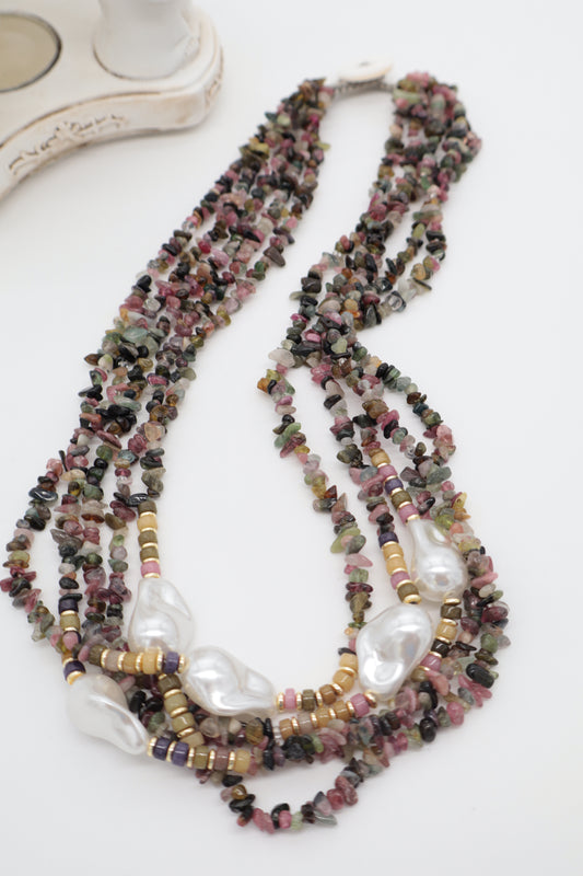 Collana multi filo in Tormalina Multi color