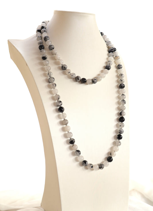 Long collier en Quartz Tourmaliné 120 cm