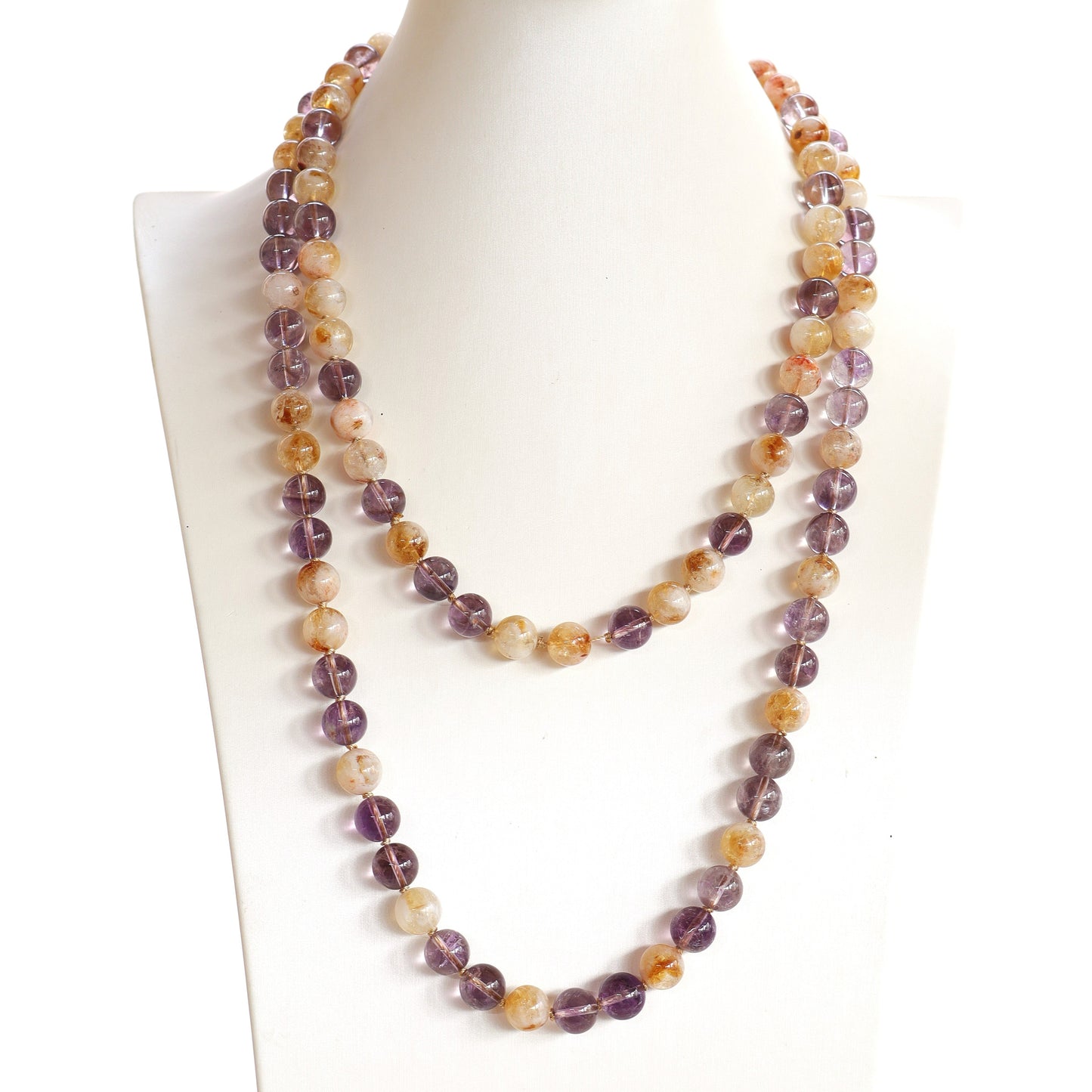 Collana Ametrino Naturale 120 cm – Sfere 10 mm Annodate a Mano