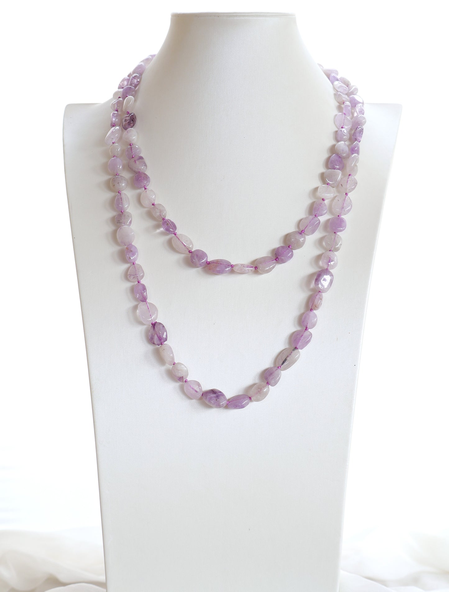 Collana Lunga Ametista Lavanda Naturale 120 cm