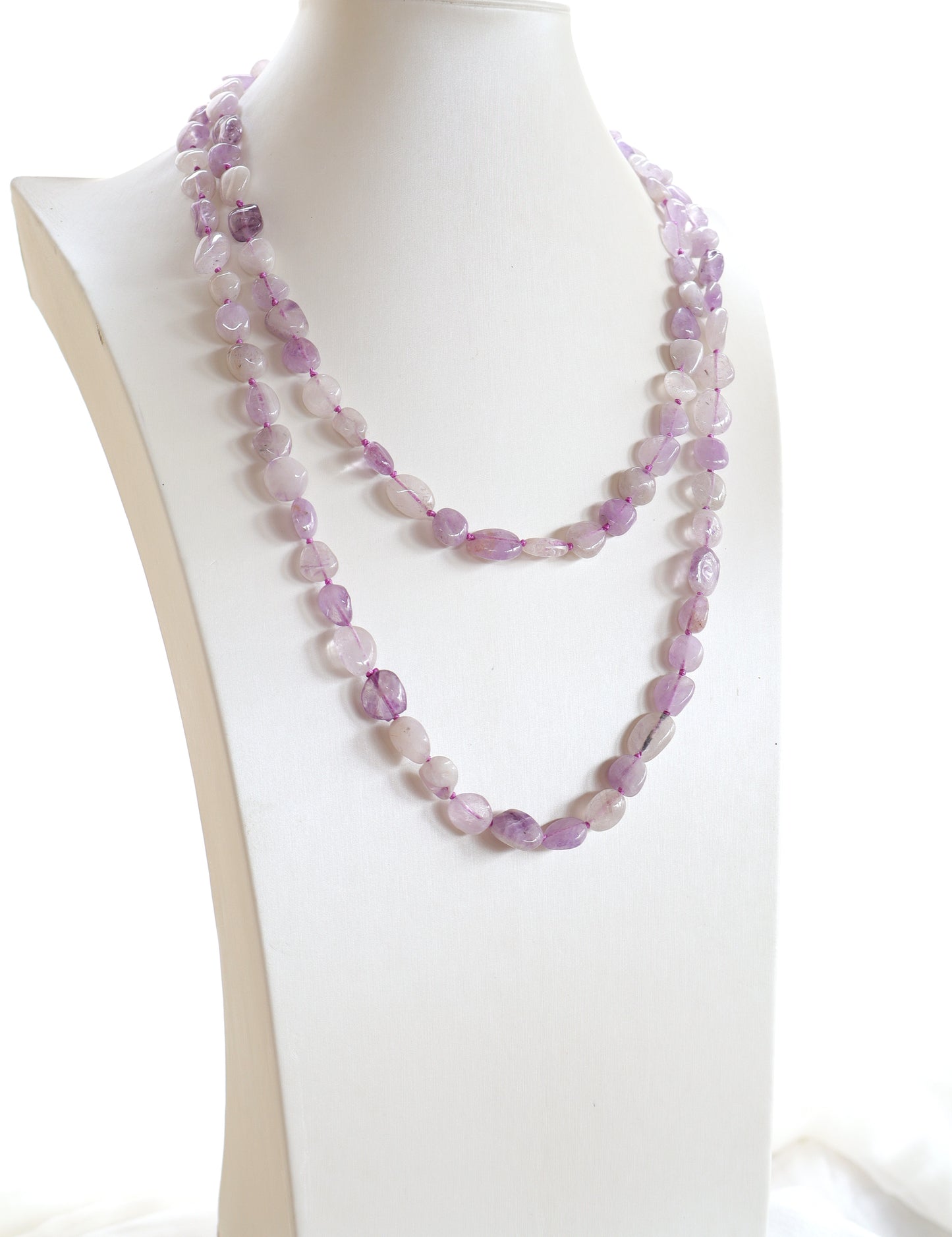 Collana Lunga Ametista Lavanda Naturale 120 cm
