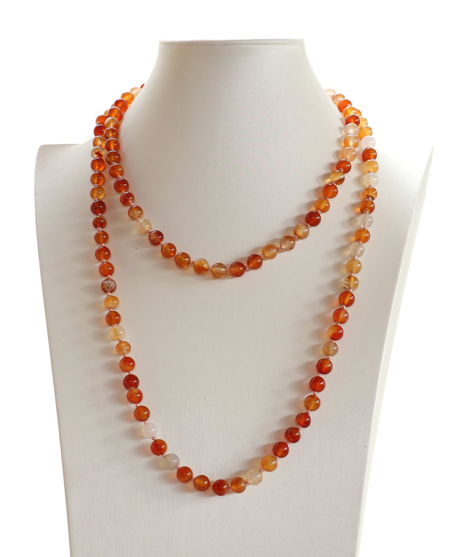 Collana Lunga in Corniola Multicolor Naturale – 120 cm