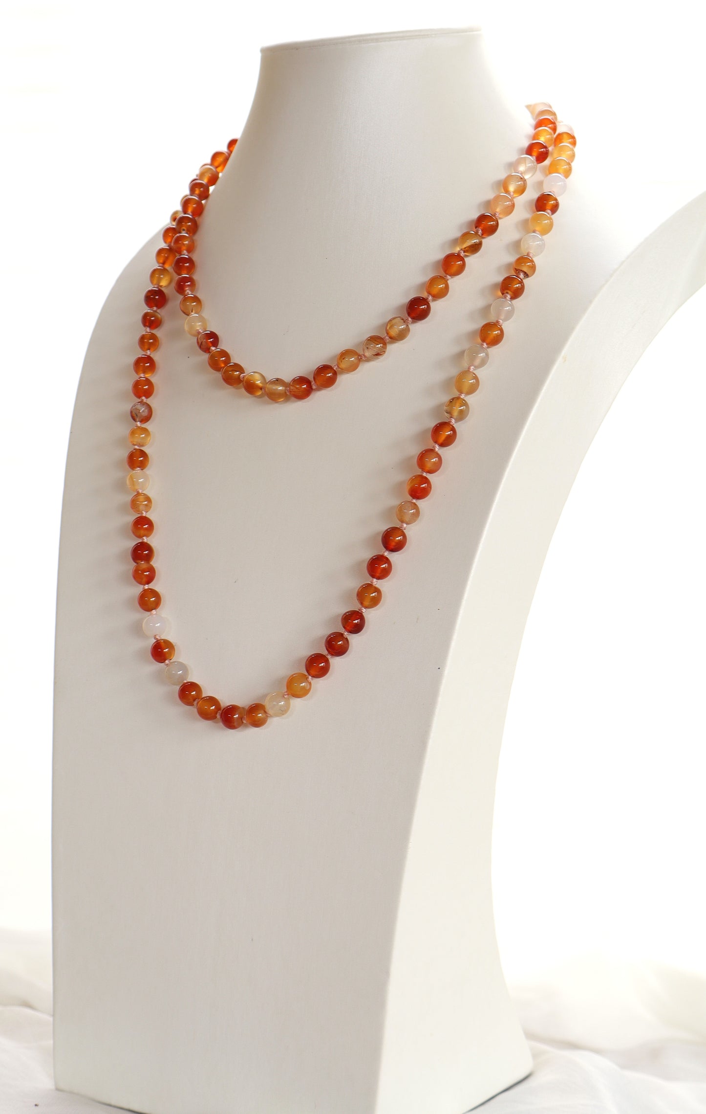 Collana Lunga in Corniola Multicolor Naturale – 120 cm