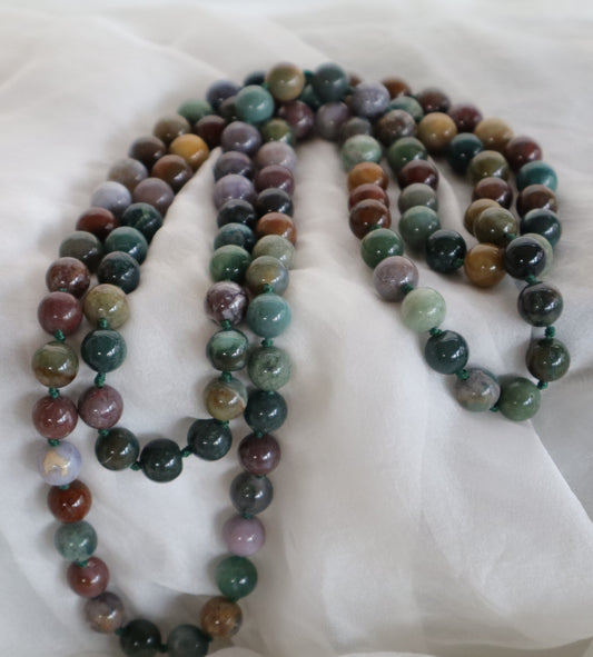 120 cm necklace in natural Indian agate – 10 mm beads