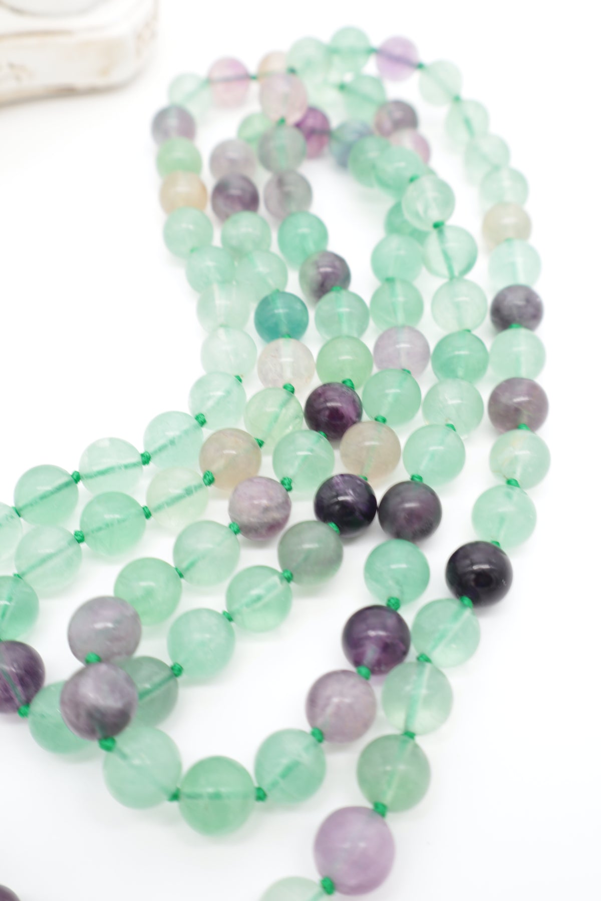 Collana Lunga Fluorite Verde e Viola 120 cm – Pietre Naturali