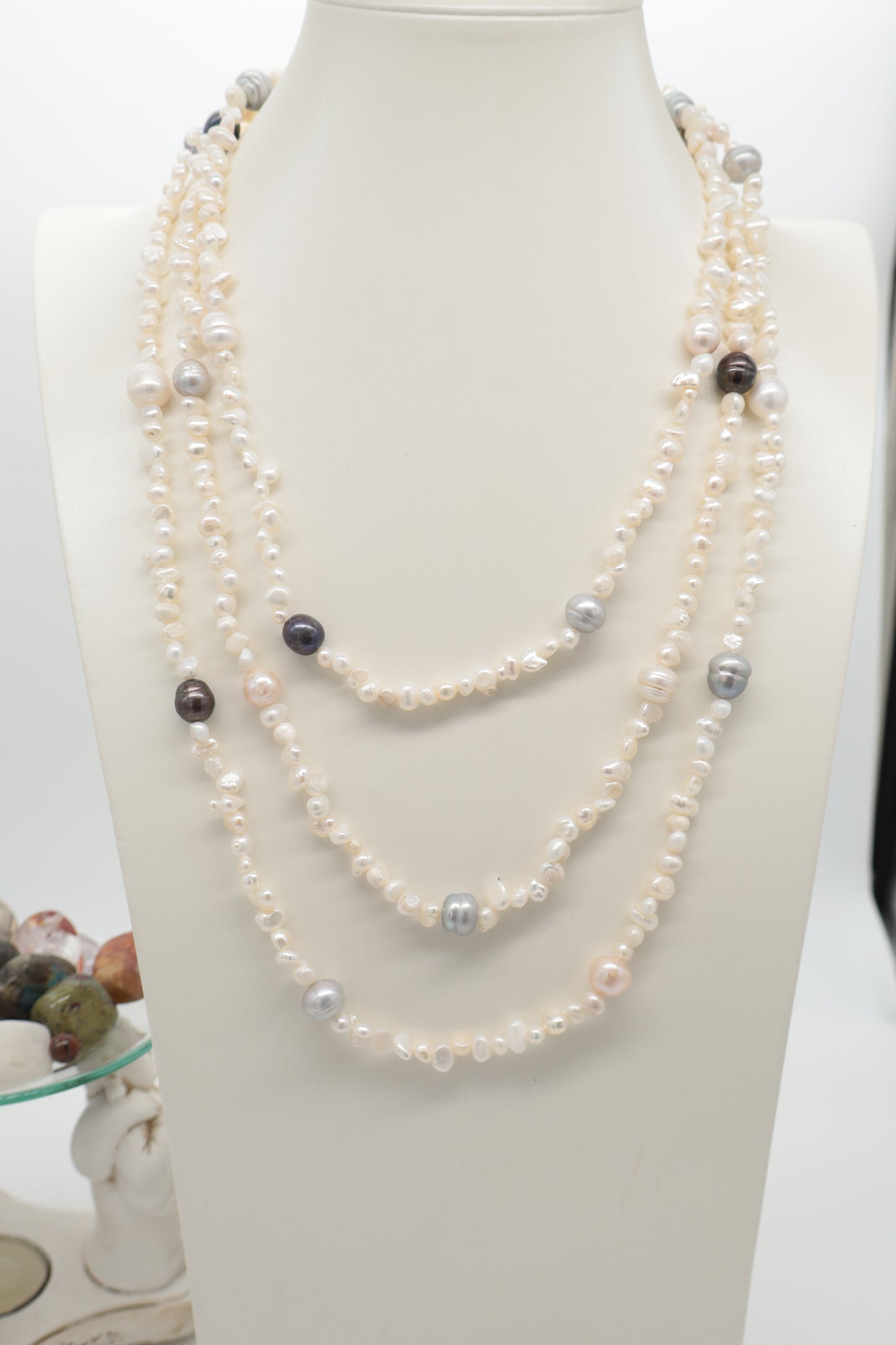 Collana Lunga 160 cm in Perle di Fiume Multicolor Naturali