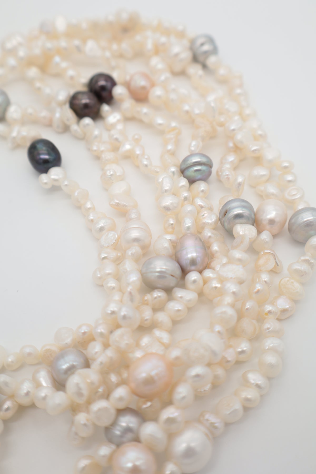 Collana Lunga 160 cm in Perle di Fiume Multicolor Naturali