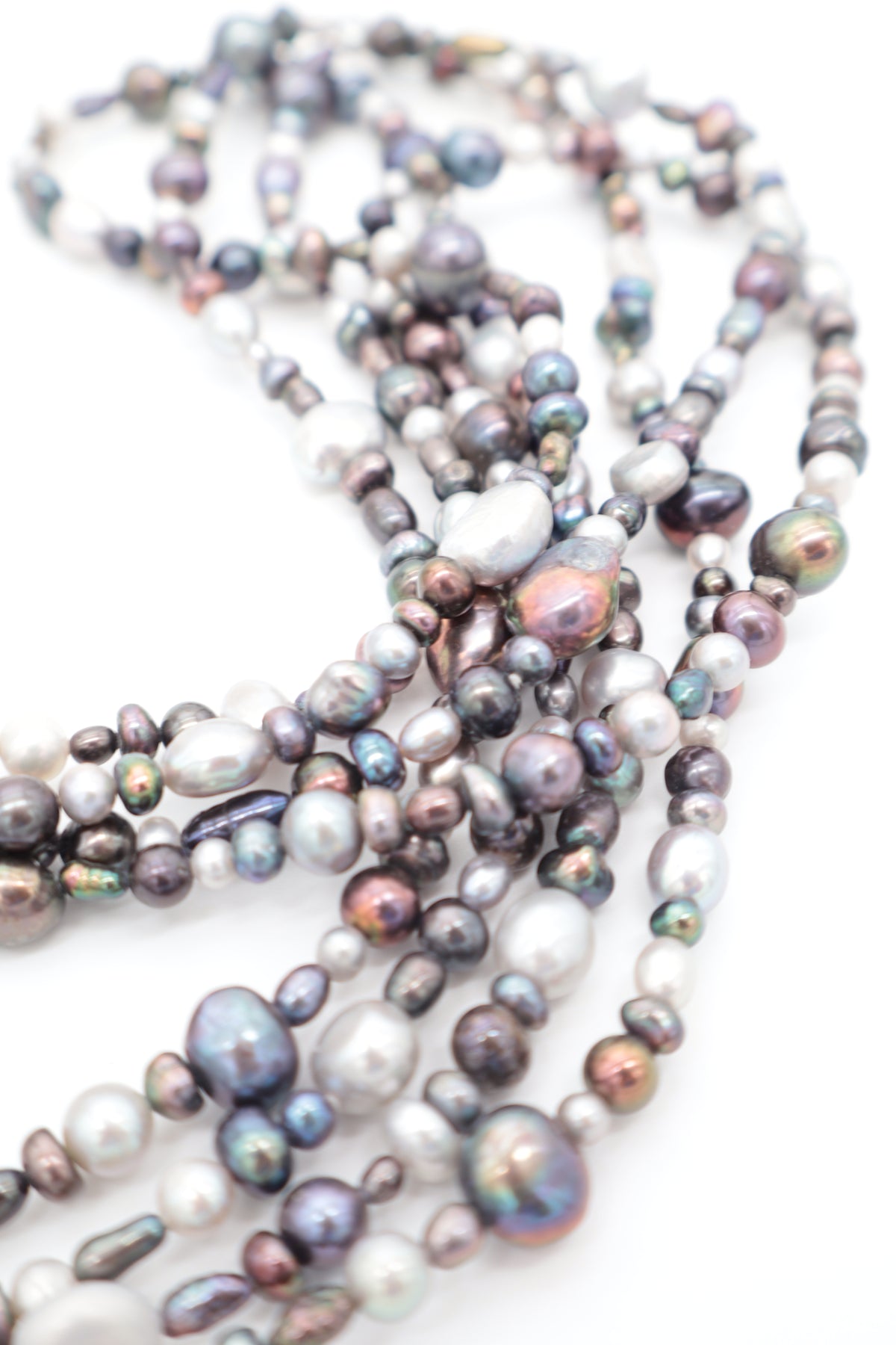 Collana Lunga 160 cm in Perle di Fiume Multicolore – Perle Naturali Irregolari