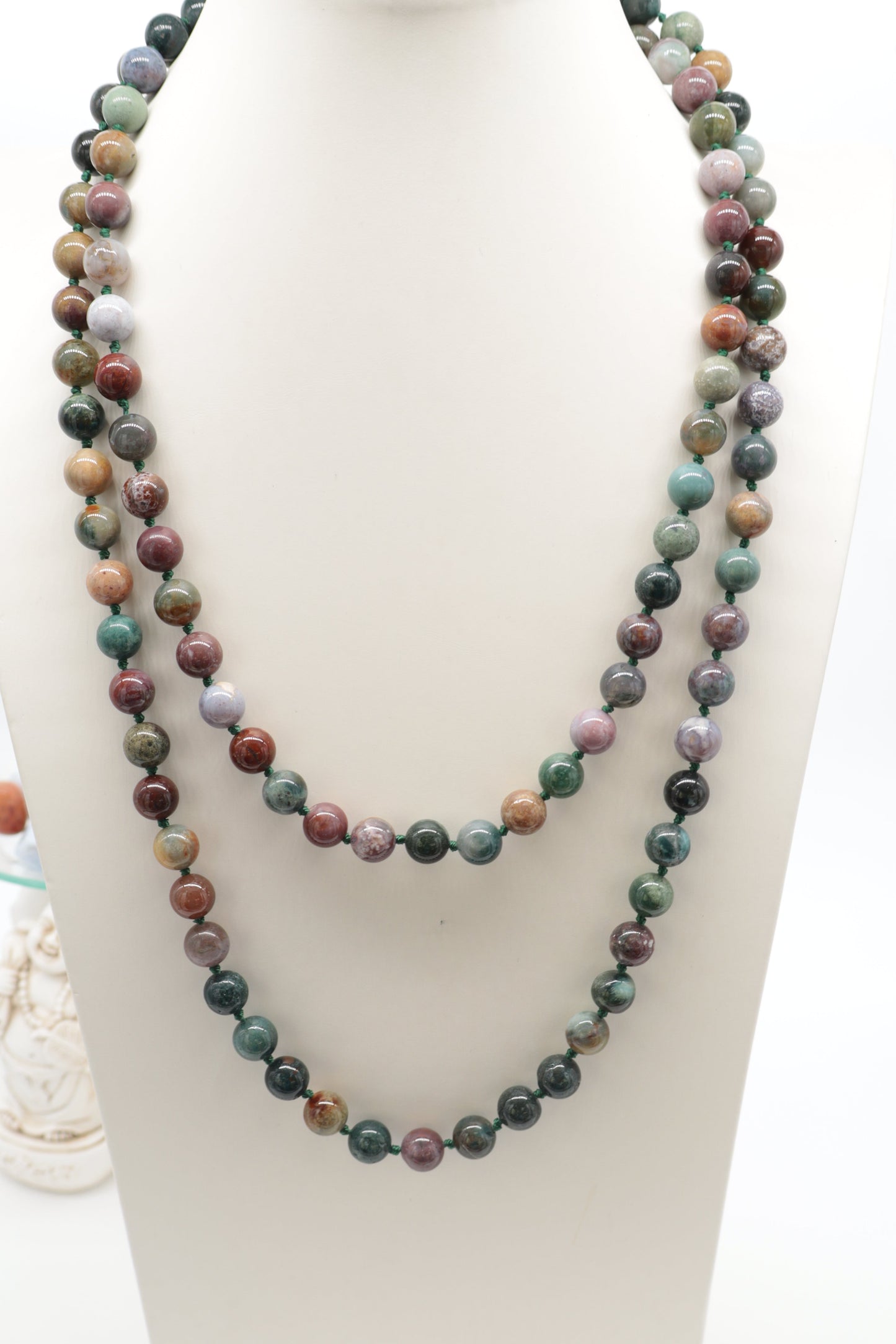 120 cm necklace in natural Indian agate – 10 mm beads