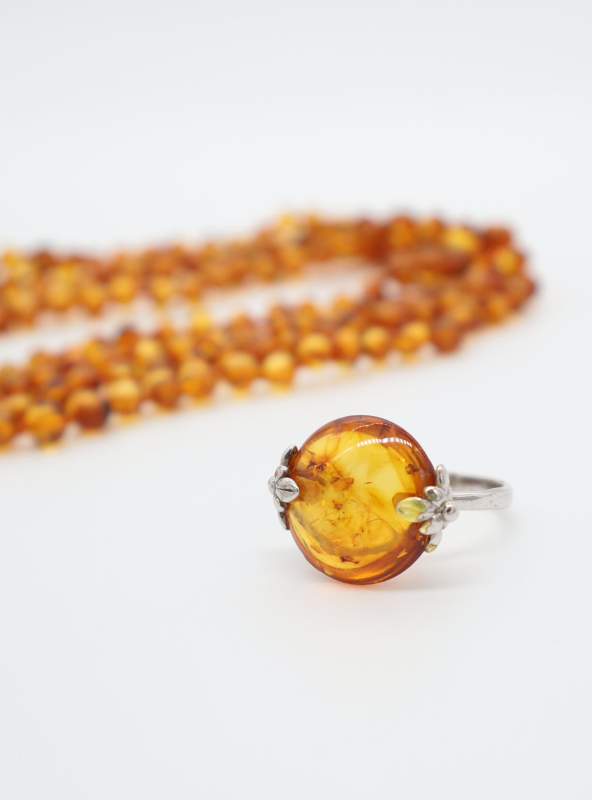 Anello in Argento 925 con Ambra Baltica Naturale