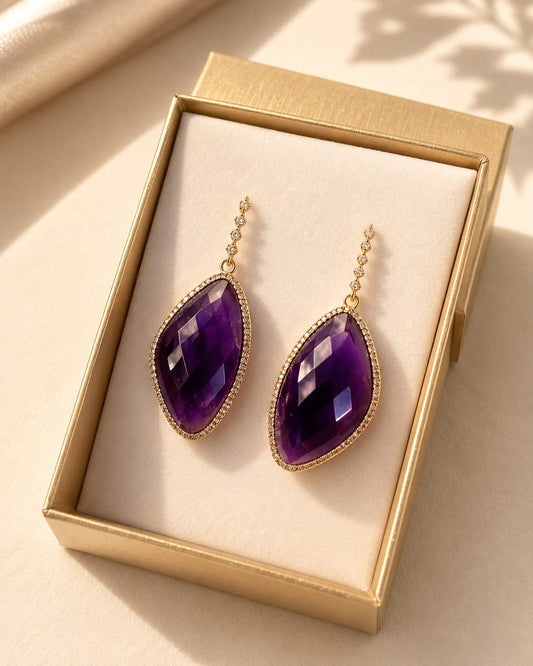 Orecchini in Ametista Viola | Eterea Natural Stone