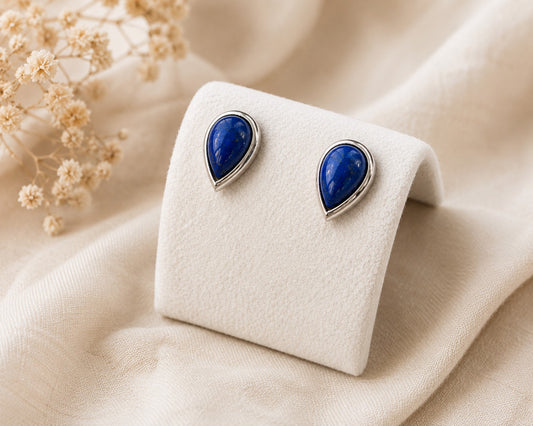Orecchini Biricchini in Argento 925 con Lapislazzuli naturale a goccia. Eterea Natural Ston