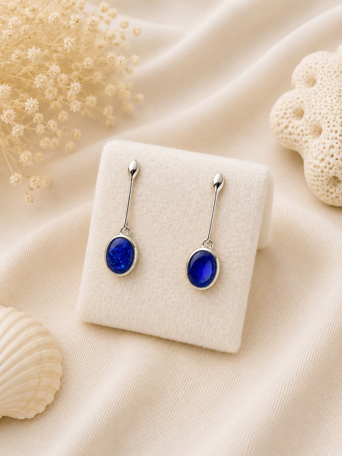 Orecchini Biricchini in Argento 925 con Opale Blu Naturale Eterea Natural Stone